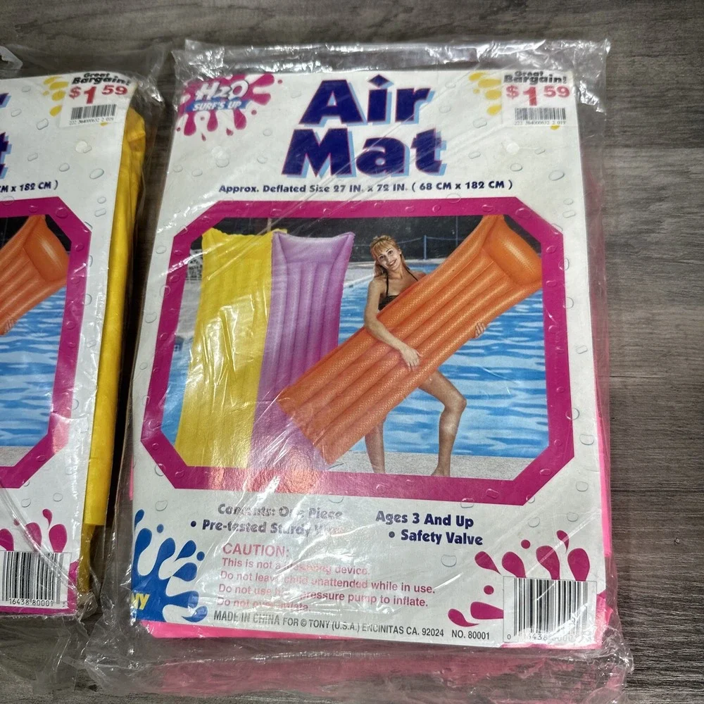 2 VTG Baywatch H2O Surf's Up Pamela Anderson Air Mat Tony NOS Pool Inflatable
